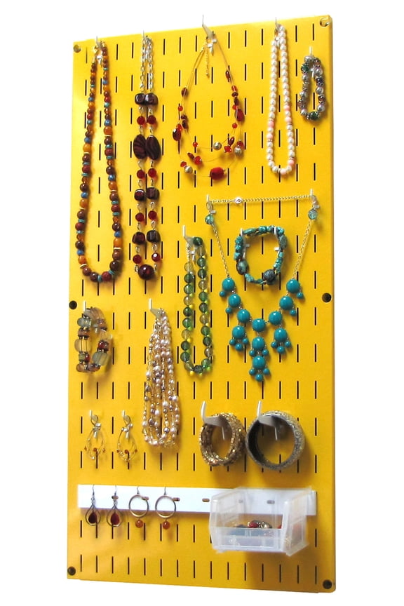 Jewelry Organizer Wall Hanging Jewelry Holder Necklace Rack - Yellow Wall Mounted Jewelry Organizer System