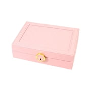 Jewelry Organizer, box Organizer PU Leather,Small jewelry organizer Boxes Earring Organizer,Trinket Box Traveling Jewlery Case Double Layer,jewelry travel case with Removable Pink