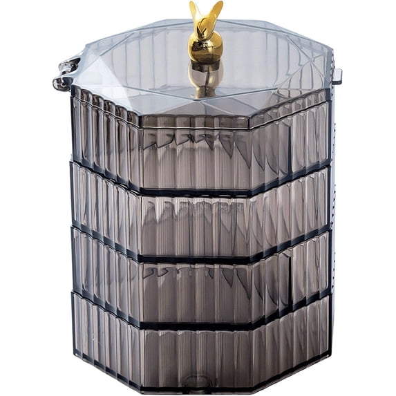 Jewelry Organizer with Handle, 4-Layer Acrylic Jewelry Box, Clear Jewelry Boxes for Women Girls, Make up Earring Organizer, Jewelry Storage Holder