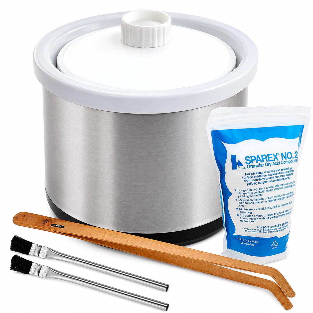 Jewelry Pickling Kit Heated Pot Compound Copper Tongs Metal Cleaning Kit