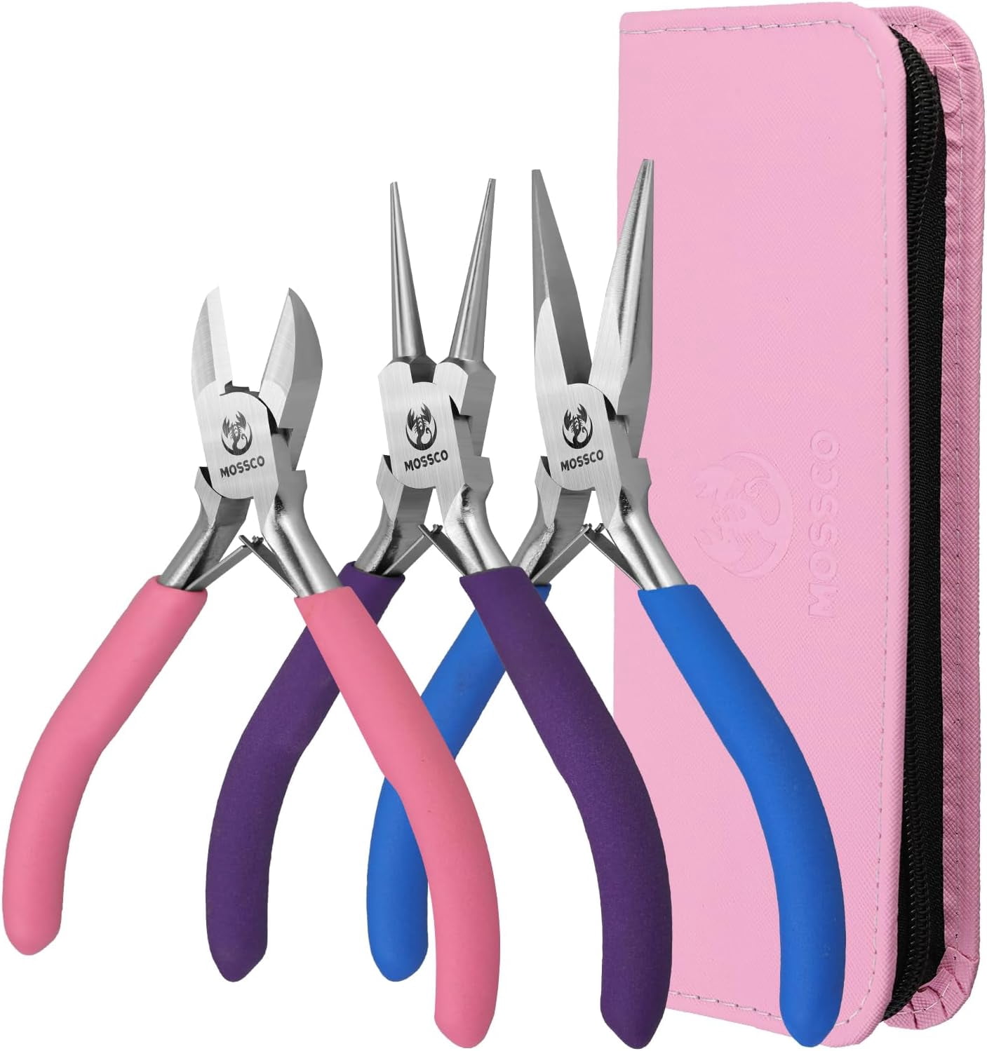 Jewelry Pliers Set, 3Pcs Jewelry Making Tools Kit - Round Nose, Needle Nose and Wire Cutters for Jewelry Making, Beading, Wire Wrapping, DIY Crafts and Jewelry Repair with Carrying Pouch