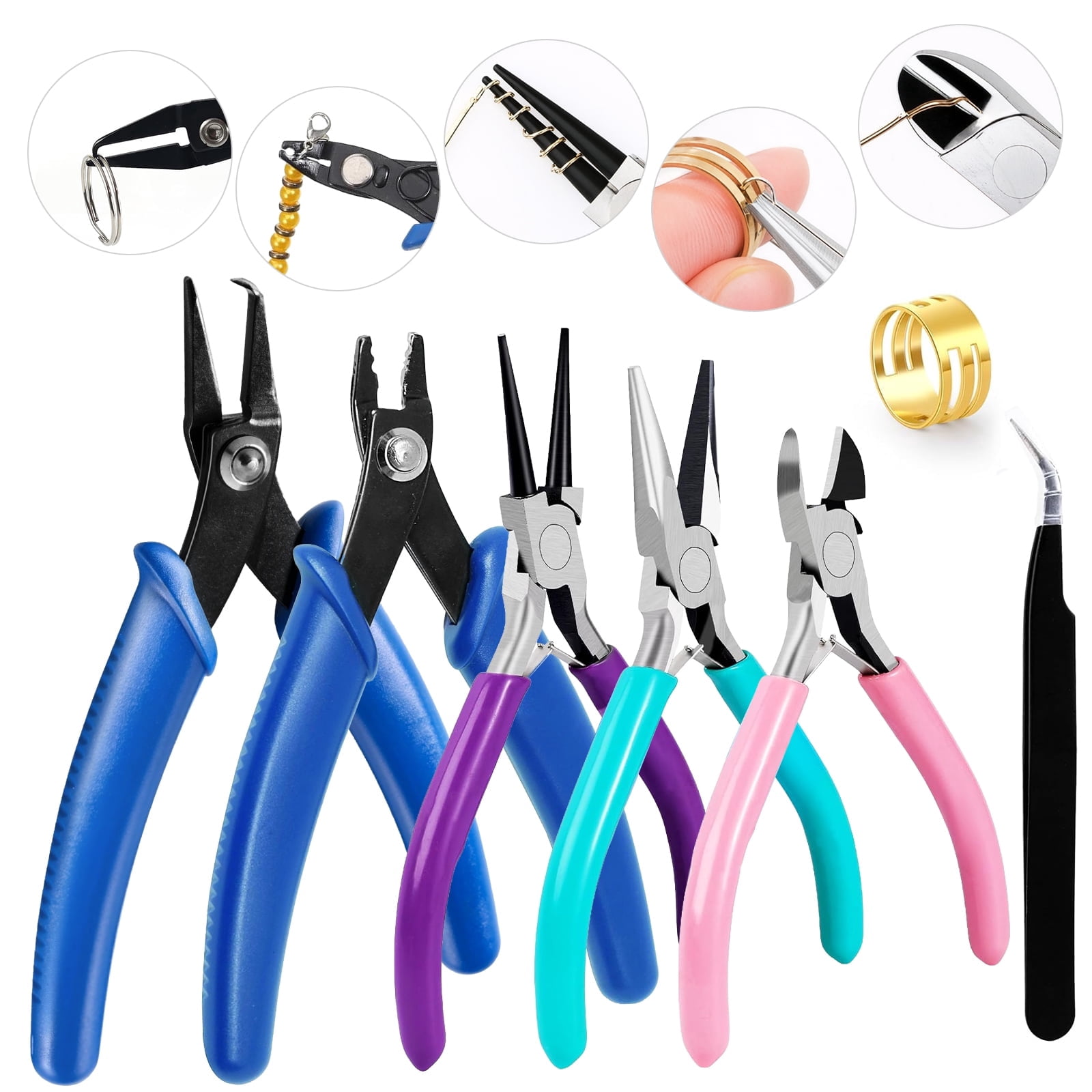 5 Pcs Superb Jewelry Pliers Set, Jewelry Making Supplies Includes Round, Chain, Needle, Bent & Zipper Jewelry Pliers for Repair, Wire Wrapping & DIY Crafts