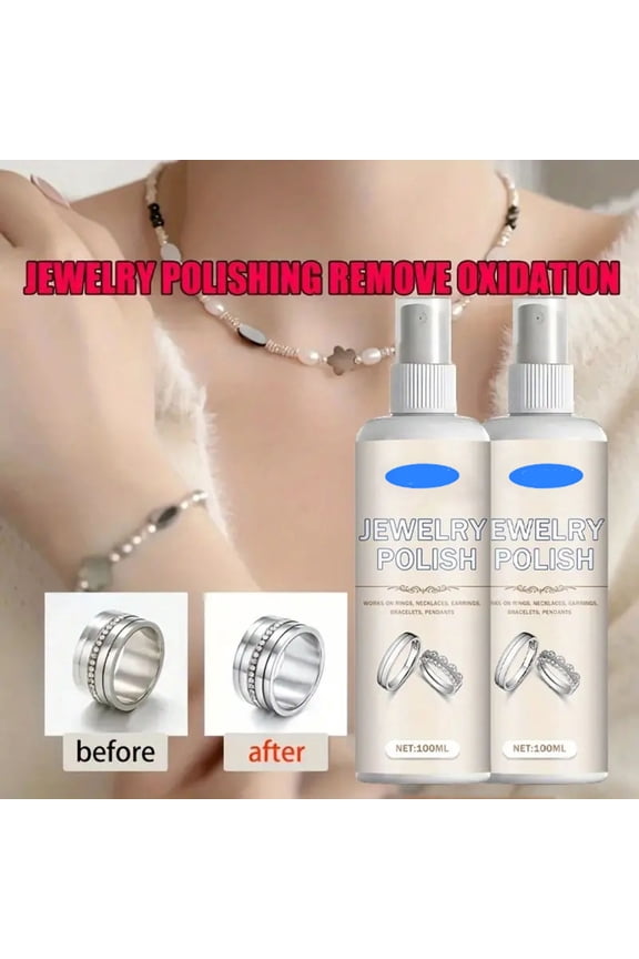 Jewelry Polish 100Ml Spray Cleaner, Fast Repair & Protect Metal Surfaces, Shine Jewelry With Towel For Rings Necklaces Earrings Watches