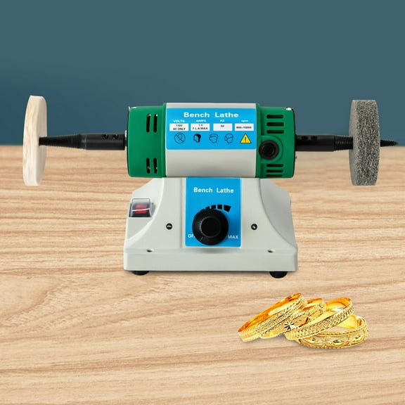 Jewelry Polisher, Bench Buffer, Adjustable Variable Speed Polishing & Buffing Machine, with 2 Cloth Wheels and 2 Abrasive Fiber Wheels for Jewelry, Wood, Silver, Dental, Metal, Jade 110V
