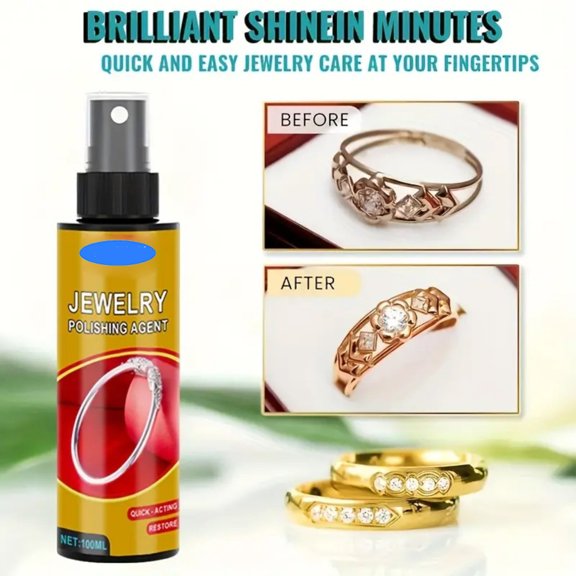 Jewelry Polishing Agent 100Ml, 3-In-1 Cleaning Kit With Towel & Sponge, Fast Polish For Metal Gemstone Surfaces