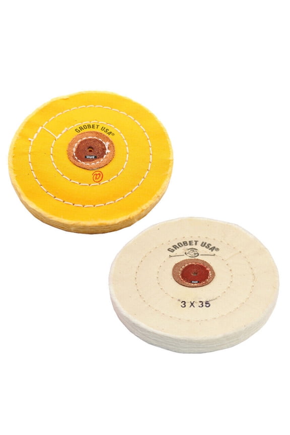 Jewelry Polishing Buffs Muslin White & Yellow Buff 3" Jewelers Buffs Set of 2 Pc
