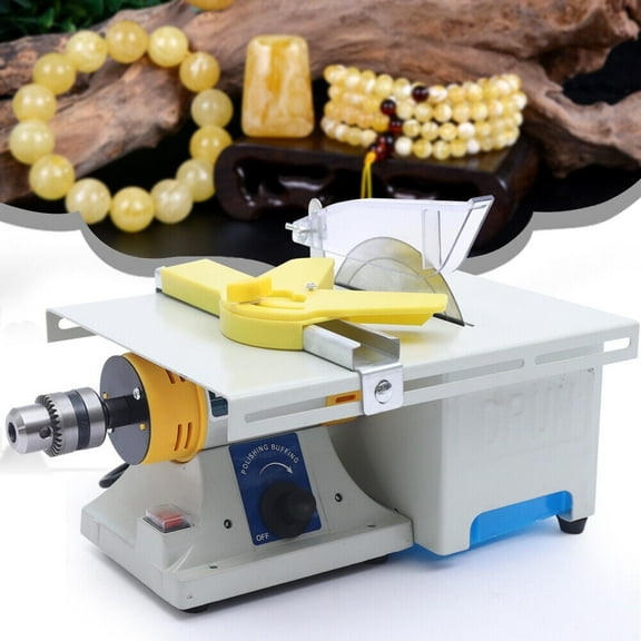 Miumaeov Mini Table Saw with Jewelry Polisher 110V 750W Portable Multipurpose Gem Metal Woodworking Benchtop Polishing Buffer for DIY Crafts