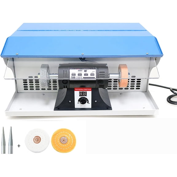 Jewelry Polishing Machine, 1200W Variable Speed Bench Polisher with Dust Collector, Mini Jewelry Buffer Polisher Kit for DIY, Lapidary, Ring & Watch Buffing Compact Desktop Design