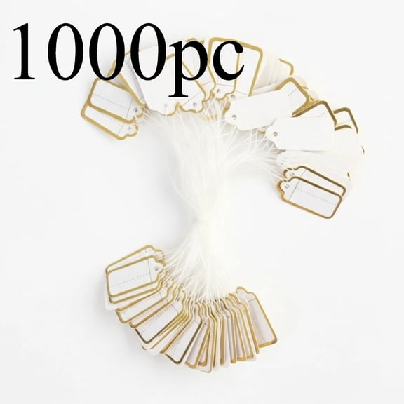 Jewelry Price Tags with Attached Strings, Paper Labels for Jewelry, 1000 Pcs Gold