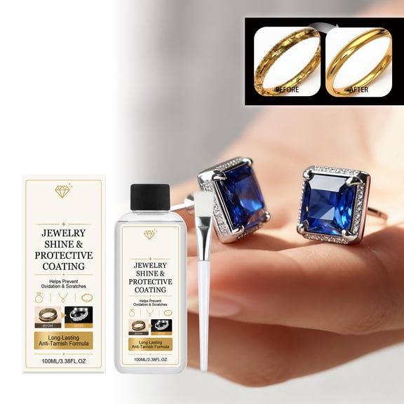 Jewelry Protective Coating 100ml Anti Tarnish Anti Scratch Restores Shine for Gold Silver Metal Jewelry Easy Apply Transparent Invisible Barrier Long Lasting Protection Layer