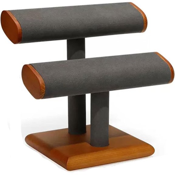 Jewelry Rack 2 Tier Jewelry Holder Solid Wood T-Bar Watch Display Stand Jewelry Organizer Holder for Watch Bracelet Countertop Table Top Jewelry Tower Jewelry Stand Holder (Color : A)