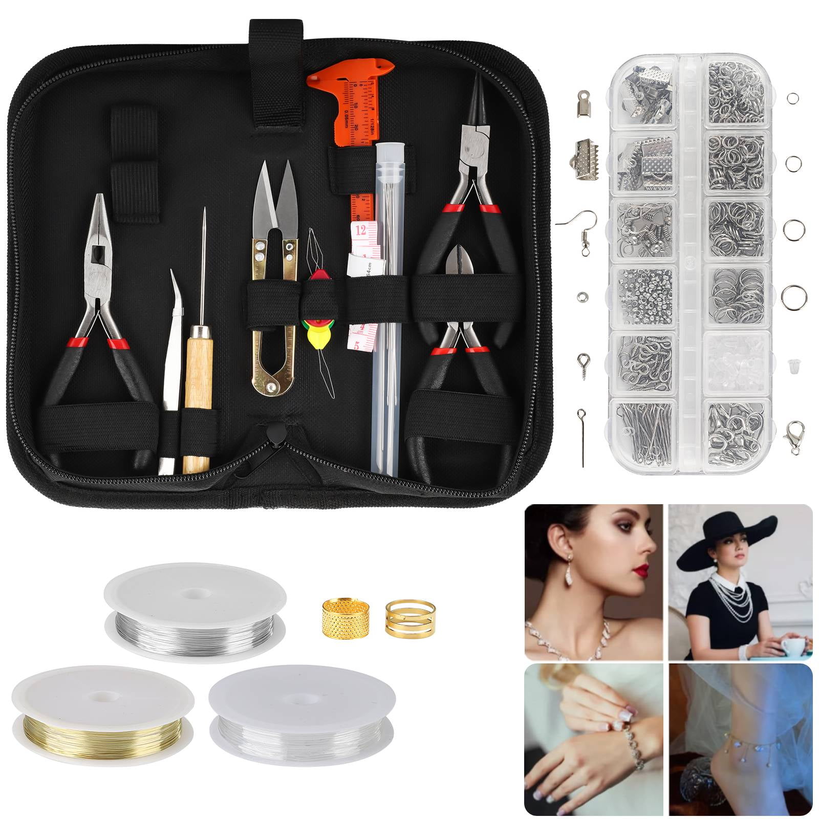 PAXCOO Jewelry Making Supplies Wire Wrapping Kit with Jewelry Beading  Tools, Jewelry Wire, Helping Hands and Jewelry Findings for Jewelry Repair