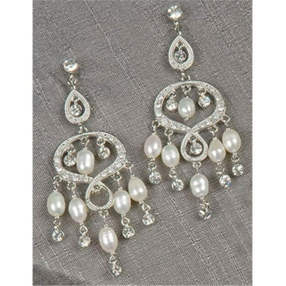 Jewelry - Rhinestone and Pearl Chandelier Earrings