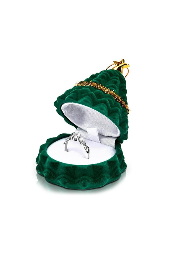 Jewelry Ring Box Engagement Wedding Box Keepsake Box Bridal Photo Ring Xmas Tree Shaped Display Holder Gift for Proposal