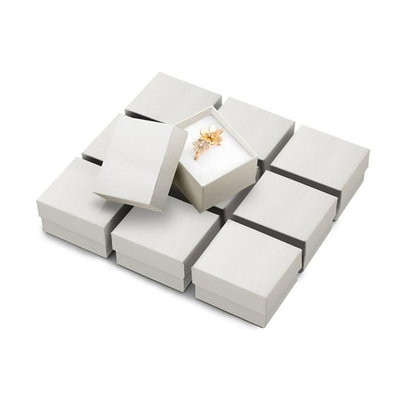 Jewelry Ring Gift Box 100 Pack, Cardboard Gift Boxes with Flocked Foam Ring Slot, Small Jewelry Boxes for Gifts and Women, Earrings Packing Box, for Christmas, Stores White Swirl