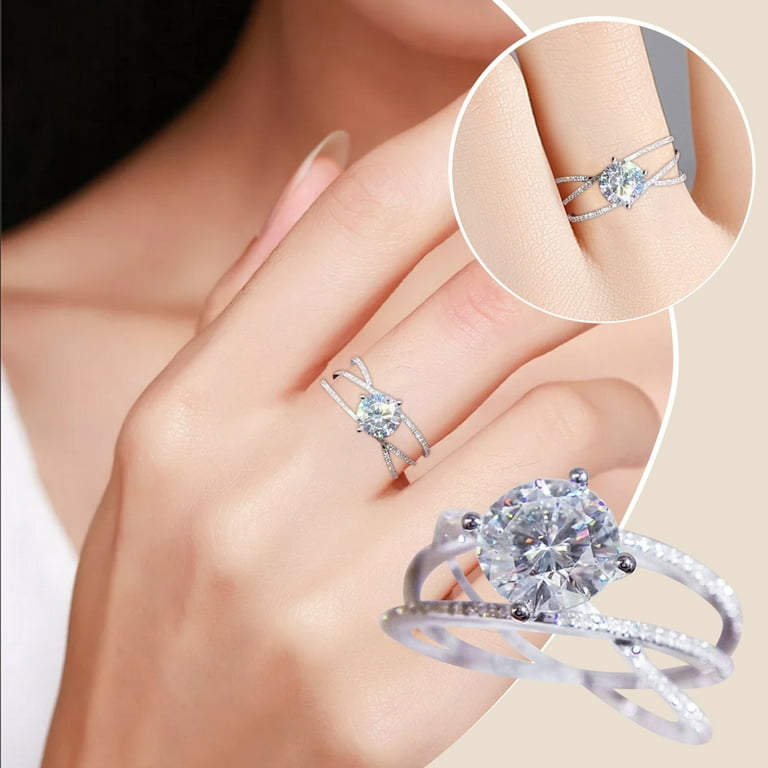Jewelry Rings Classic Four-Claw Zircon And Diamond Ring Double-Wrapped  Engagement Ring Female Bracelet Accessories for Women