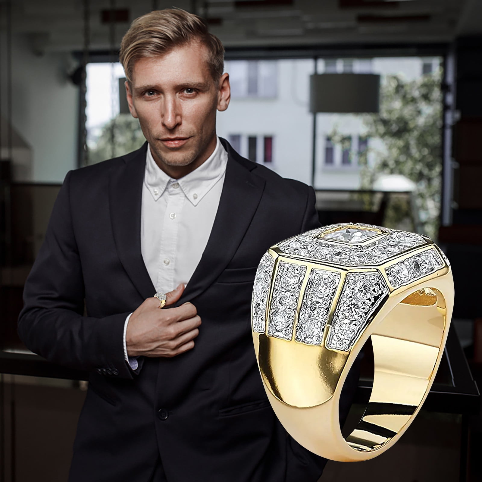 Amazon.com: Personalized Gold Stainless Steel Wedding Ring Couple's Ring  Set Custom Engraved Free - Ships from USA: Clothing, Shoes & Jewelry