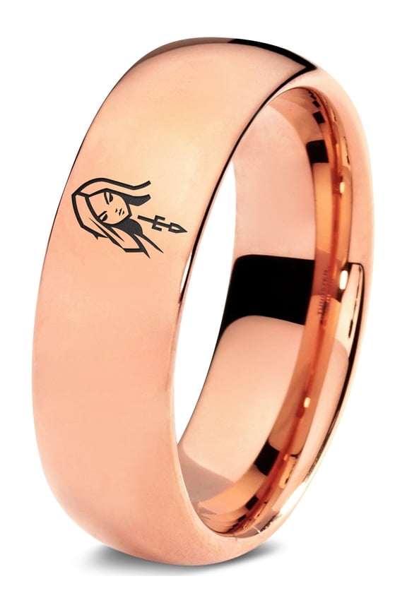 Gamer Wedding Gifts Rose Tungsten Ring Laser Engraved Groomsman Gift Mr and Mrs Grey Woman