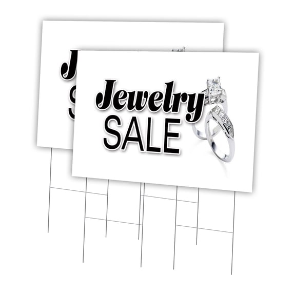 Jewelry Sale 2 Pack Of 24" x 36" Yard Sign & Stake | Advertise Your Business | Stake Included Image On Front Only | Made in The USA