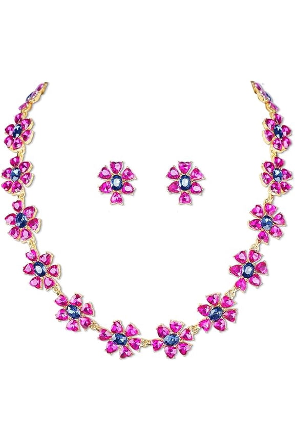 Jewelry Set for Women, Necklace Dangle Earrings, Gold Plated Jewelry Set with Austria Crystal, Allergy Free Wedding Party Jewelry for Bridal Bridesmaid