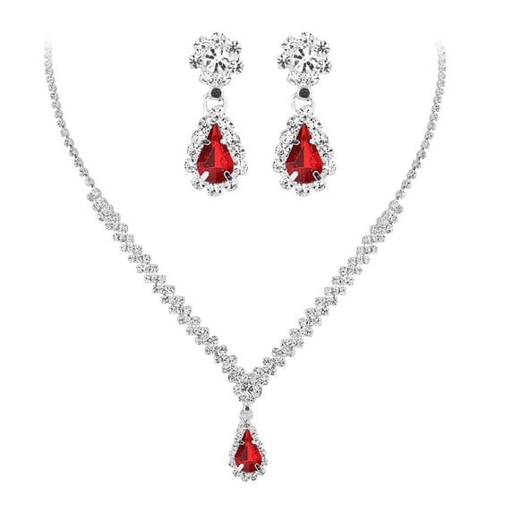Jewelry Sets For Women, Silver Jewelry Set For Women Rhinestone Crystal Necklace Link, Bangle Drop Bridal Bracelet Earrings