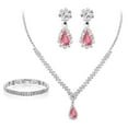 thumbnail image 1 of Jewelry Sets For Women, Silver Jewelry Set For Women Rhinestone Crystal Necklace, Link Drop Bridal Bracelet Bangle Earrings, 1 of 7