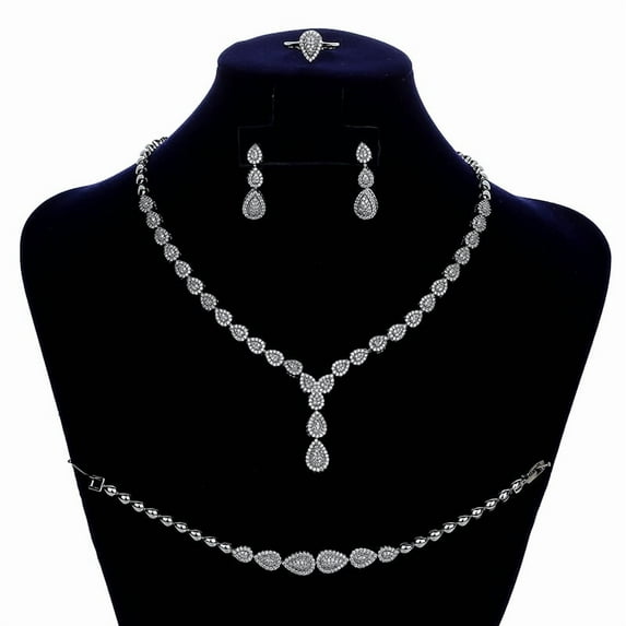 Jewelry Sets HYwys Simple Waterdrop Temperament Women Wedding Necklace Earrings Ring And Bracelet Set CN150 Conjunto de joyas