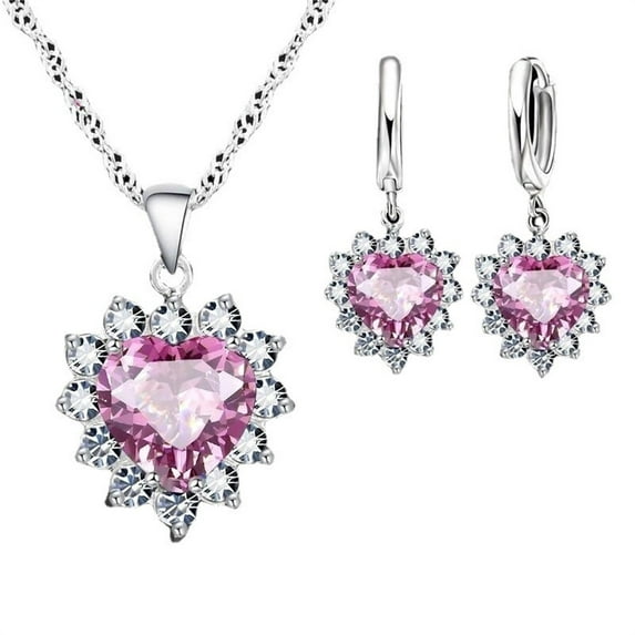 Jewelry Sets,Women'S Jewelry Sets, Christmas Clearance! Lssam 1 Set Exquisite Heart Shape Jewelry Sets For Women Gold Plated Necklace Dangle Drop Earring Faux Crystal Heart Necklace Earring Jewellery