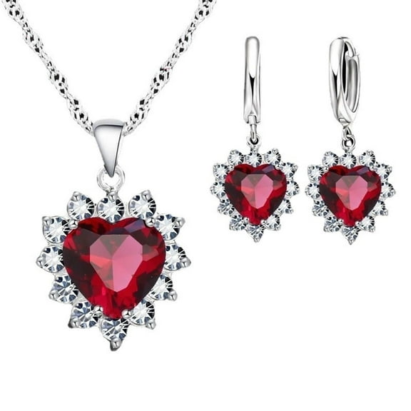 Jewelry Sets,Women'S Jewelry Sets, Christmas Clearance! Lssam 1 Set Exquisite Heart Shape Jewelry Sets For Women Gold Plated Necklace Dangle Drop Earring Faux Crystal Heart Necklace Earring Jewellery