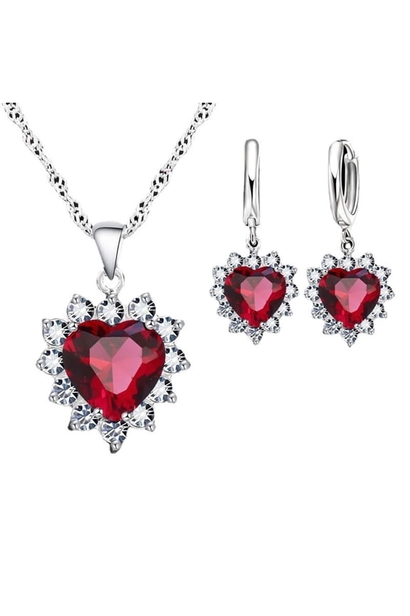 Jewelry Sets,Women'S Jewelry Sets, Christmas Clearance! Lssam 1 Set Exquisite Heart Shape Jewelry Sets For Women Gold Plated Necklace Dangle Drop Earring Faux Crystal Heart Necklace Earring Jewellery