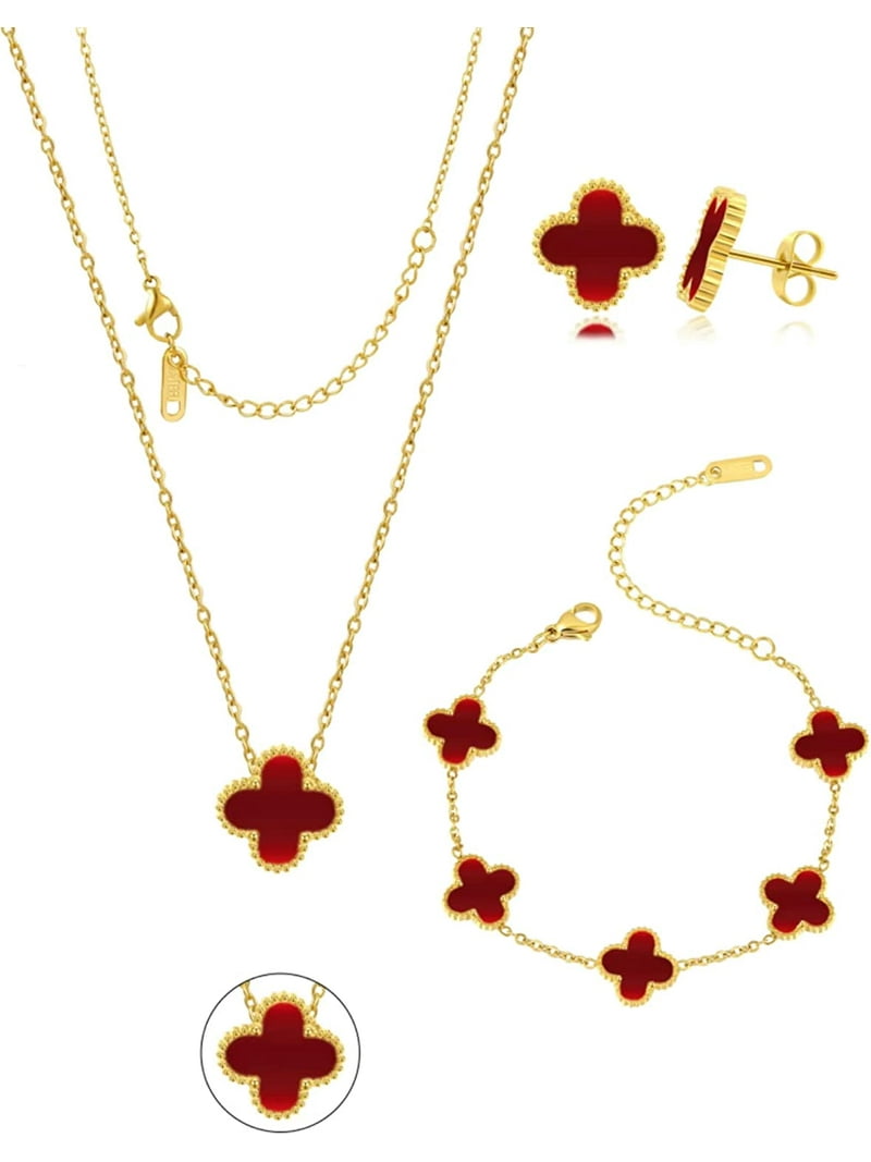 Women's Jewelry Set with Adjustable Charm Bracelet, Earrings