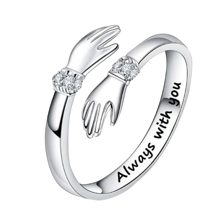 Jewelry Silver Hug Rings Always with You Adjustable Hug Ring for