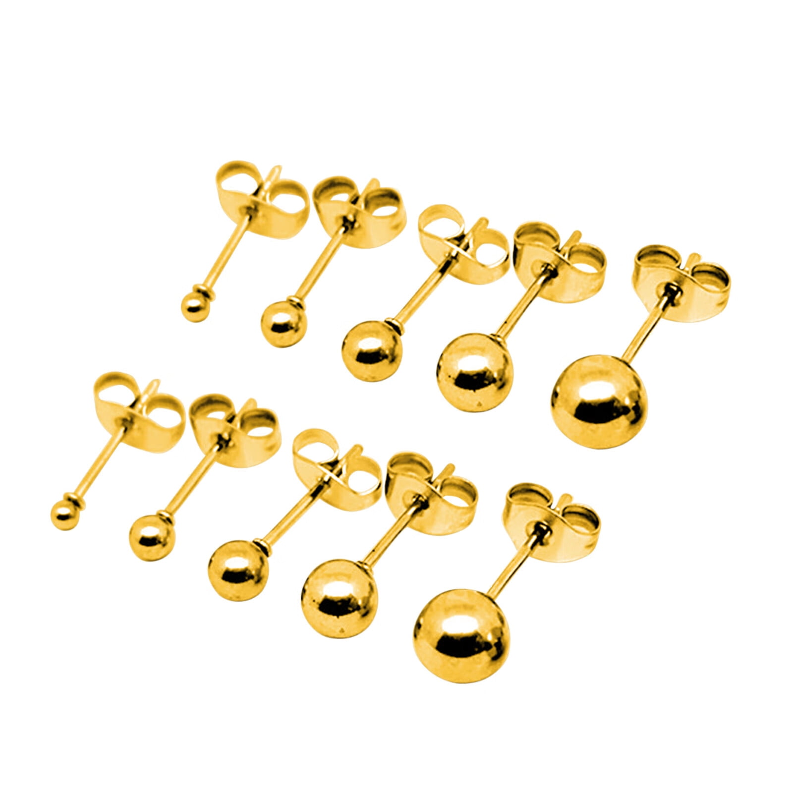 Jewelry Simple Fashion Size Steel Ball Steel Stud Ear Accessories Small Gold Yellow Gold