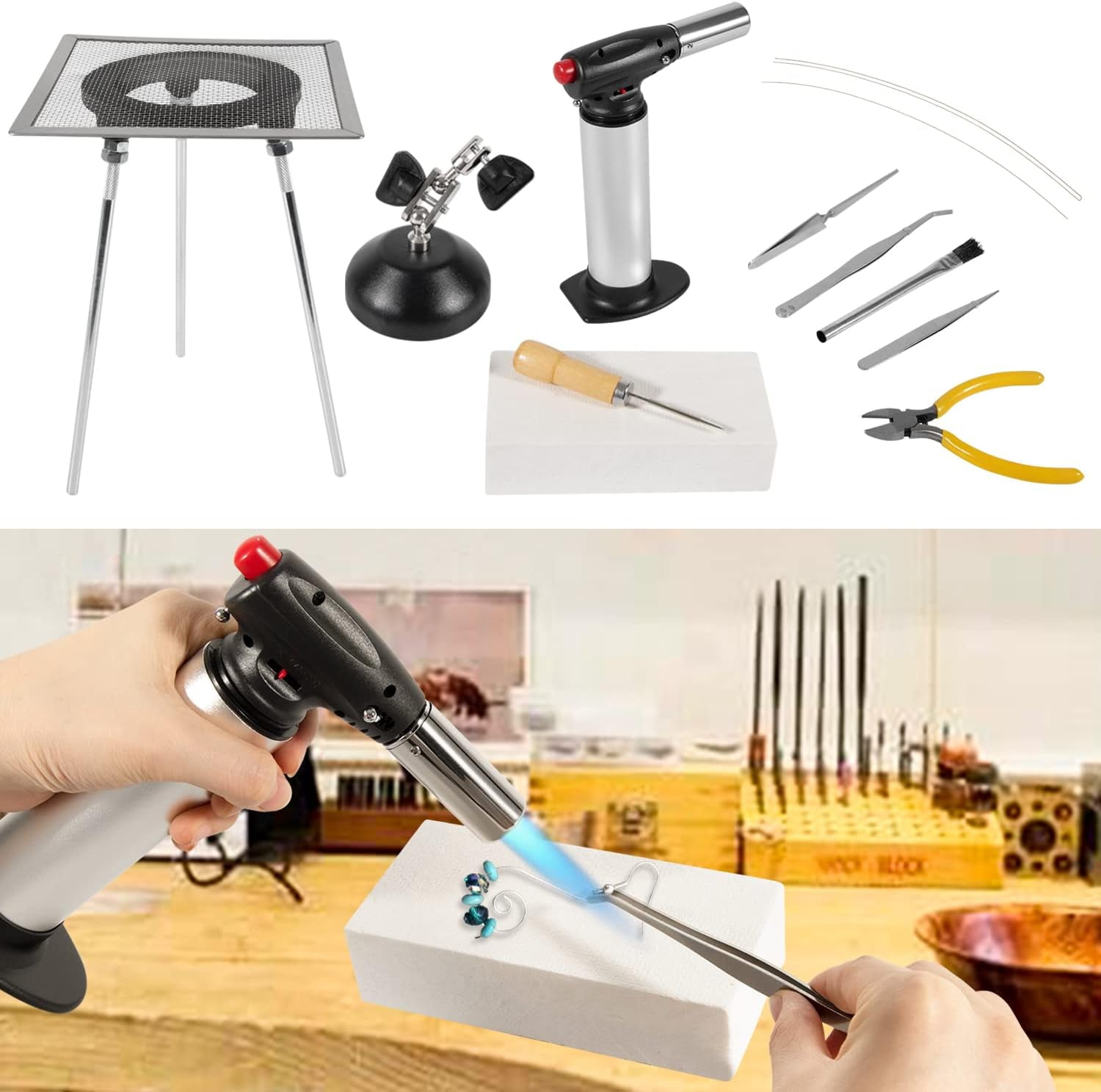 Jewelry Soldering Kit w/Butane Torch, Third Hand, Tweezers, Tripod