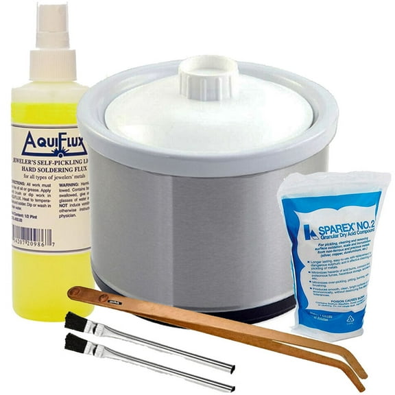 Jewelry Soldering Pickling Kit with Aquiflux Flux, Pot, Sparex, Copper Tongs