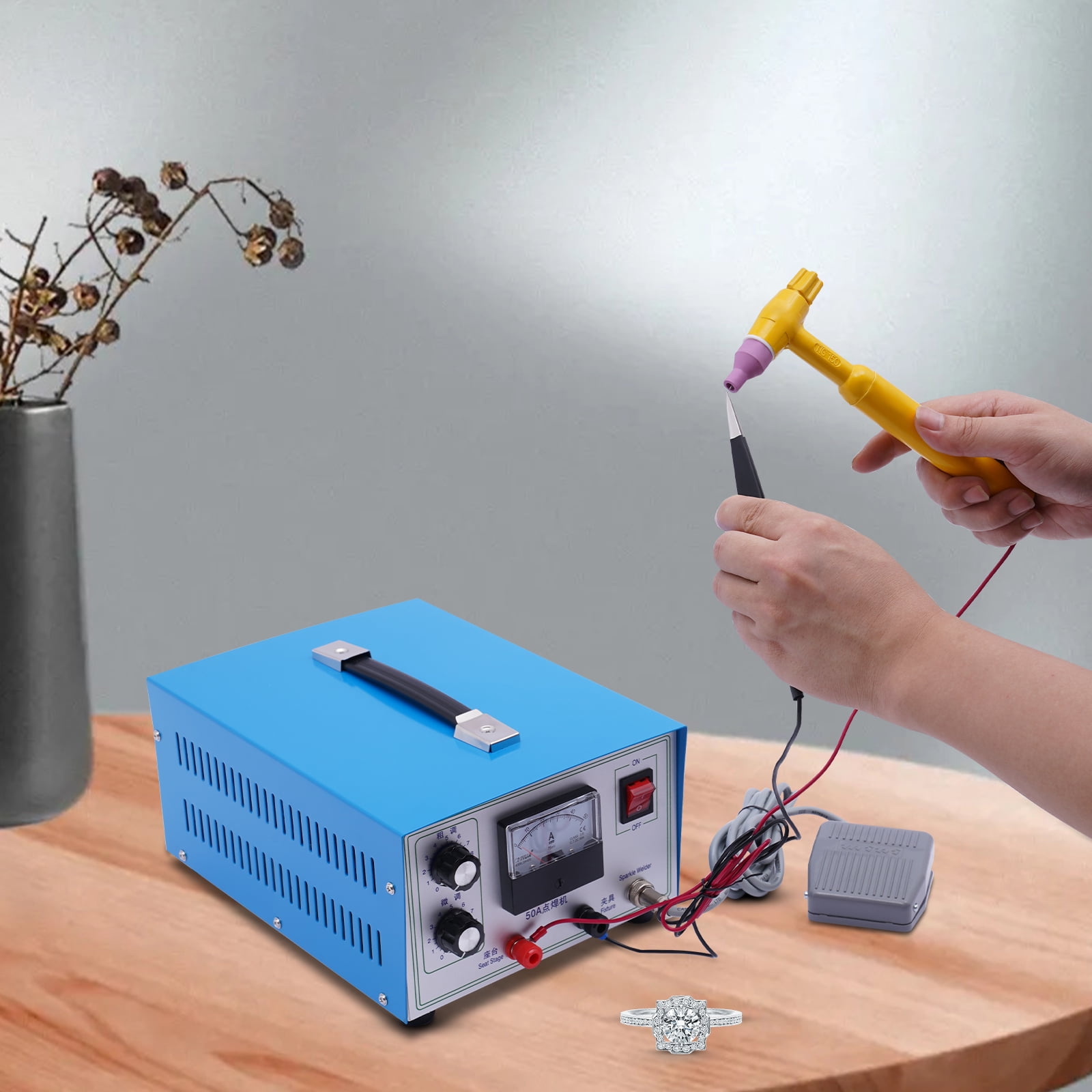 Dissipation Machine Jewelry Spot Welder Machine, 500W, Blue, Foot Pedal Operated, DC 50A ...