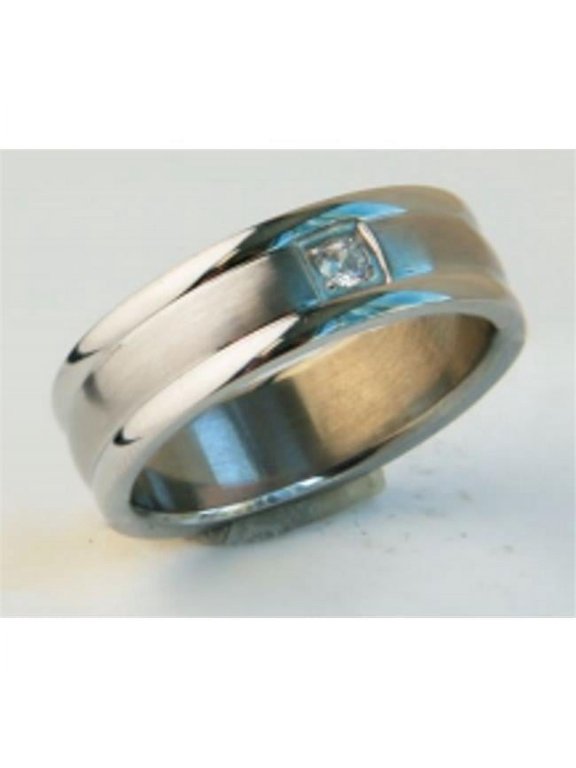 Jewelry Stainless Steel Ring Center Stone - Size 12