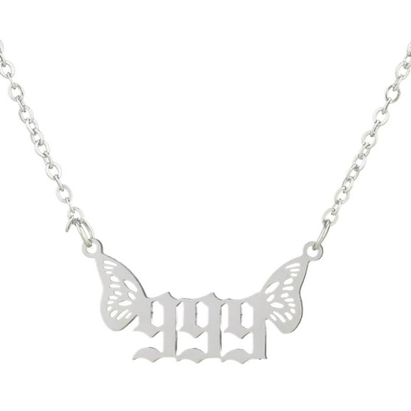Jewelry Stainless Steel Women Light Angel Number Pendant Necklace 000 999