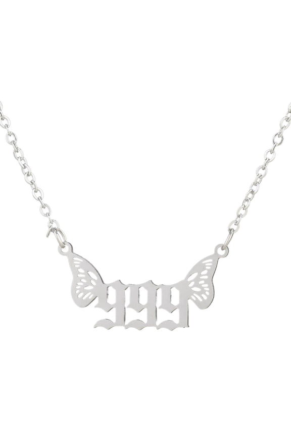 Jewelry Stainless Steel Women Light Angel Number Pendant Necklace 000 999