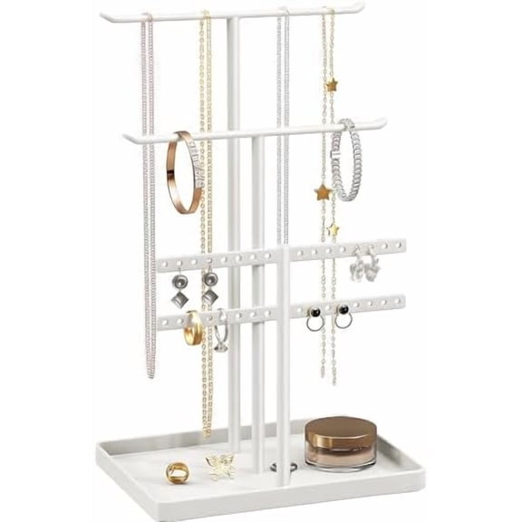 Jewelry Stand Holder Organizer: 12.5" Sturdy Jewelry Hanger for Necklace, Earring, Bracelet, White