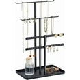 thumbnail image 1 of NIFFGAFF Jewelry Stand Holder Organizer: Display Rack for Necklaces, Earrings, Rings, Bracelets, Store and Hanging Accessory Organization With Tray, Aesthetic Room Decor, Black, 1 of 6