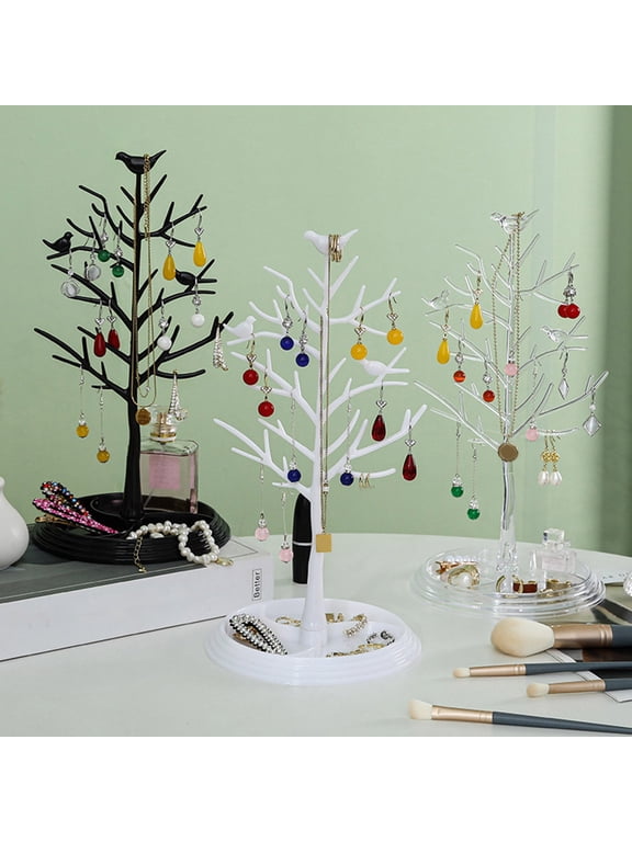Jewelry Stand Organizer Tree Shape Design Tangle-Free Detachable Stable Base Earring Hanger Necklace Holder