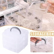 Jewelry Storage Box - 5.91 x 5.91 x 4.92 Inch Multi Layer Organizer, Adjustable Compartments for Rings Earrings Necklaces, Portable Travel Case