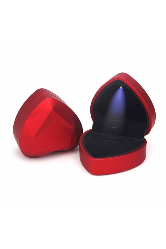 Jewelry Storage Box Heart Boxes Gift Velvet Heart-Shaped With Led Light Proposal Engagement Wedding Supply Display Case