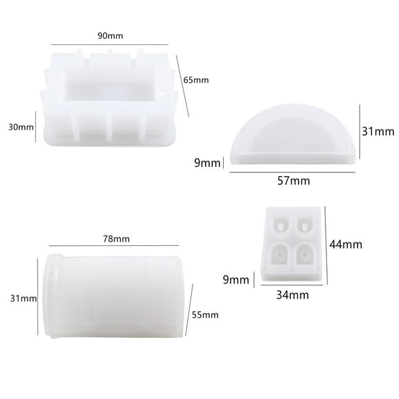 Jewelry Storage Box Molds Set | Resin DIY Treasure Dice Organizer | Crystal Mirror Silicone Mold | Reusable for Keychains Pendants Crafts | 4 Molds 4 Locks 16 Screws | 9x6.4x3cm White