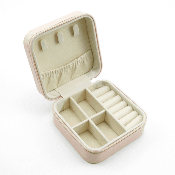 Jewelry Storage Box Portable Home Travel Earrings Necklace Storage Case For Women Ring Organizer PU Leather Display Case(One Size,Pink)