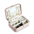 thumbnail image 1 of Jewelry Storage Box, Small Travel Jewelry Box Organizer Case, Njjex Faux Leather Portable Jewelry Box Organizer Case for Rings Earrings Necklace, Pink, 1 of 7
