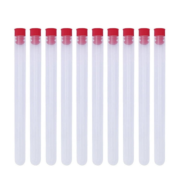BESTOYARD 10 Pcs 16x1CM Clear Plastic Storage Bottles for Needles DIY Beads Containers with Red Plug