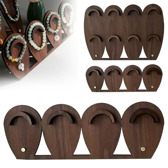 Jewelry Storage Organizer Wooden Bracelet Display Rack | Modern Showcase Stand | 4 Bracelet Holder | Solid Wood Jewelry Prop | Compact Shelf for Home & Retail | Size S 29.5x10.3cm L 29.7x21cm