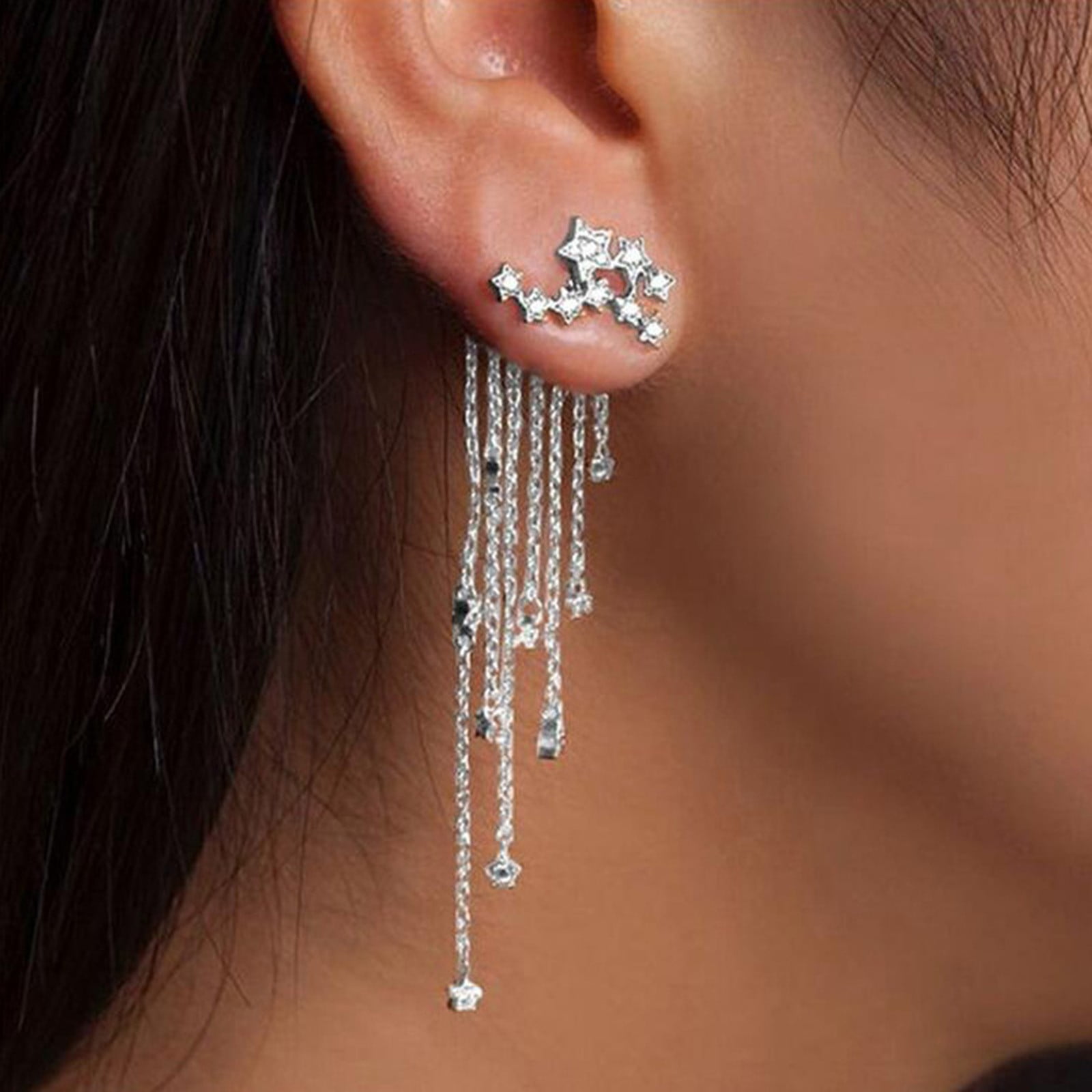 Clear Rhinestones Earrings –